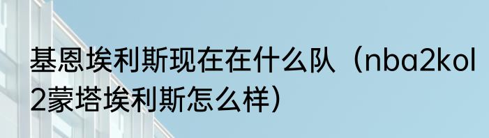 基恩埃利斯现在在什么队（nba2kol2蒙塔埃利斯怎么样）