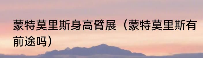 蒙特莫里斯身高臂展（蒙特莫里斯有前途吗）