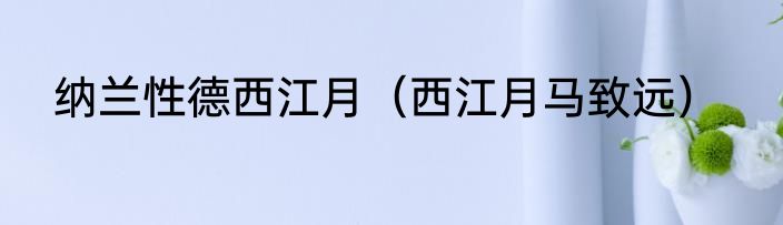 纳兰性德西江月（西江月马致远）