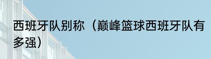 西班牙队别称（巅峰篮球西班牙队有多强）
