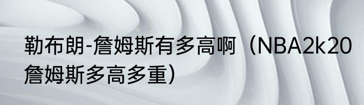 勒布朗-詹姆斯有多高啊（NBA2k20詹姆斯多高多重）