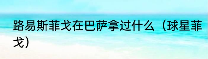 路易斯菲戈在巴萨拿过什么（球星菲戈）