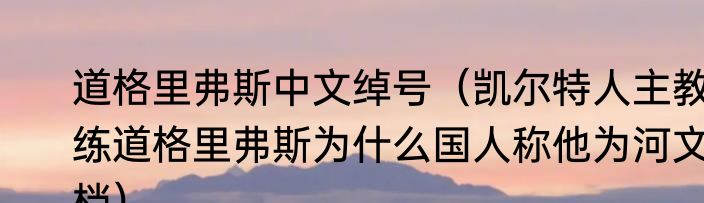 道格里弗斯中文绰号（凯尔特人主教练道格里弗斯为什么国人称他为河文档）