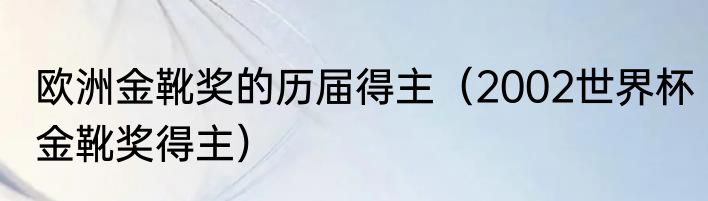 欧洲金靴奖的历届得主（2002世界杯金靴奖得主）