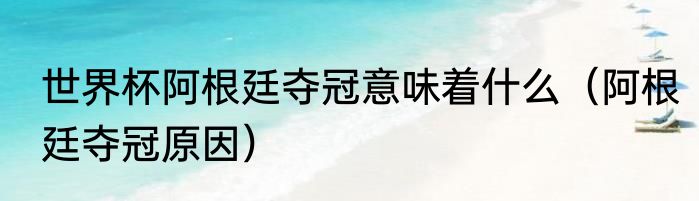 世界杯阿根廷夺冠意味着什么（阿根廷夺冠原因）