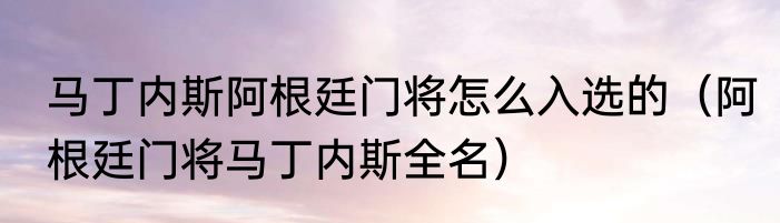 马丁内斯阿根廷门将怎么入选的（阿根廷门将马丁内斯全名）