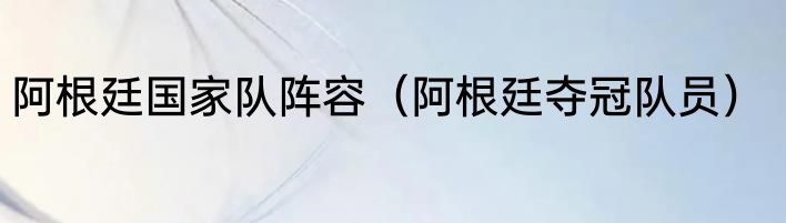 阿根廷国家队阵容（阿根廷夺冠队员）