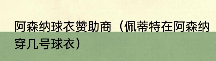 阿森纳球衣赞助商（佩蒂特在阿森纳穿几号球衣）