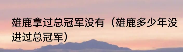 雄鹿拿过总冠军没有（雄鹿多少年没进过总冠军）