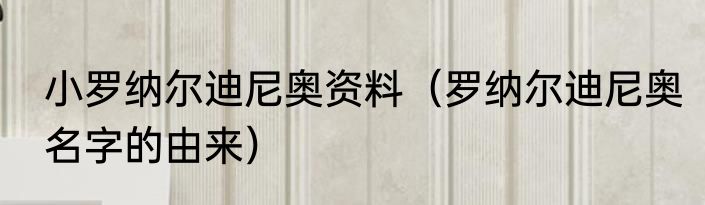 小罗纳尔迪尼奥资料（罗纳尔迪尼奥名字的由来）