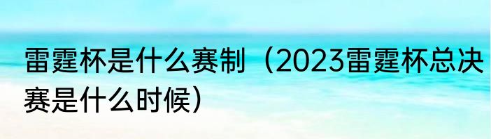 雷霆杯是什么赛制（2023雷霆杯总决赛是什么时候）