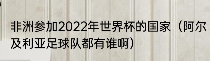 非洲参加2022年世界杯的国家（阿尔及利亚足球队都有谁啊）