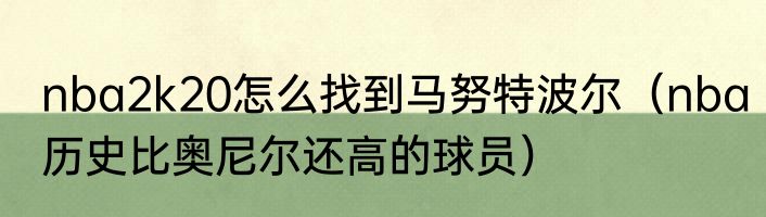 nba2k20怎么找到马努特波尔（nba历史比奥尼尔还高的球员）