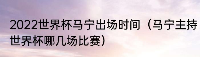 2022世界杯马宁出场时间（马宁主持世界杯哪几场比赛）