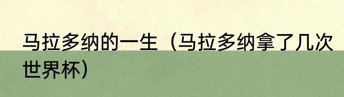 马拉多纳的一生（马拉多纳拿了几次世界杯）