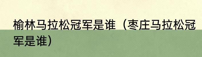 榆林马拉松冠军是谁（枣庄马拉松冠军是谁）