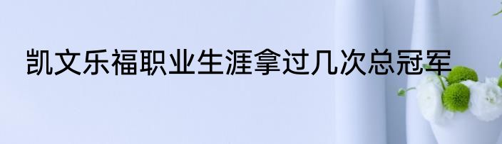 凯文乐福职业生涯拿过几次总冠军