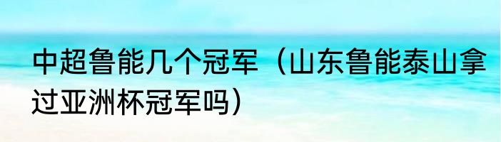 中超鲁能几个冠军（山东鲁能泰山拿过亚洲杯冠军吗）