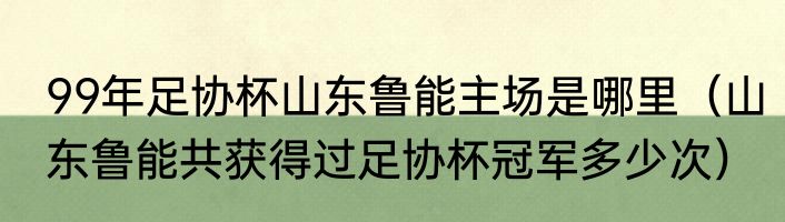 99年足协杯山东鲁能主场是哪里（山东鲁能共获得过足协杯冠军多少次）