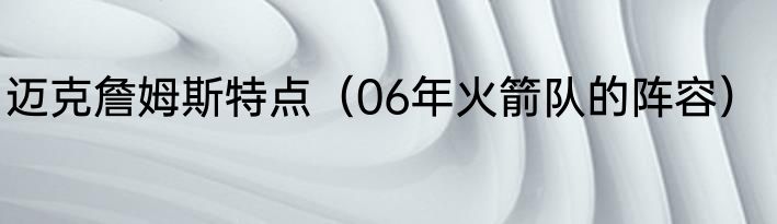 迈克詹姆斯特点（06年火箭队的阵容）