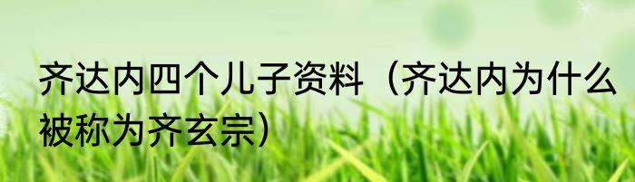 齐达内四个儿子资料（齐达内为什么被称为齐玄宗）