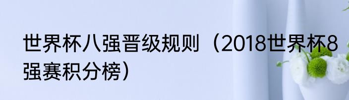 世界杯八强晋级规则（2018世界杯8强赛积分榜）