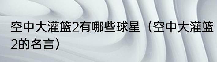 空中大灌篮2有哪些球星（空中大灌篮2的名言）