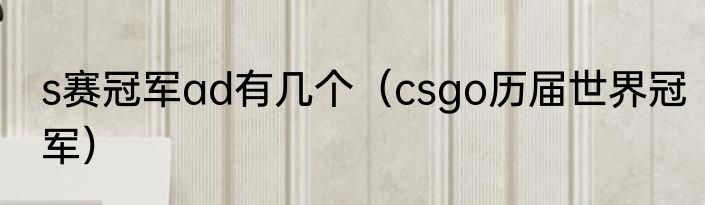 s赛冠军ad有几个（csgo历届世界冠军）