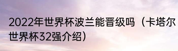 2022年世界杯波兰能晋级吗（卡塔尔世界杯32强介绍）