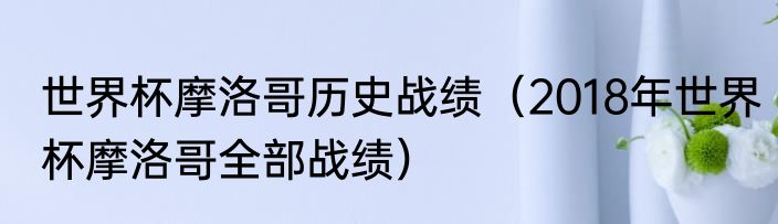 世界杯摩洛哥历史战绩（2018年世界杯摩洛哥全部战绩）