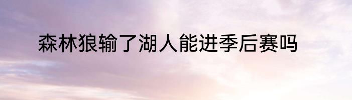 森林狼输了湖人能进季后赛吗