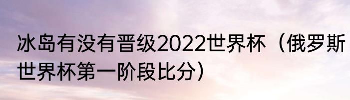冰岛有没有晋级2022世界杯（俄罗斯世界杯第一阶段比分）