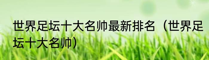 世界足坛十大名帅最新排名（世界足坛十大名帅）