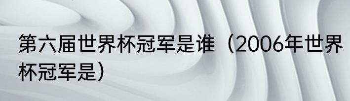 第六届世界杯冠军是谁（2006年世界杯冠军是）