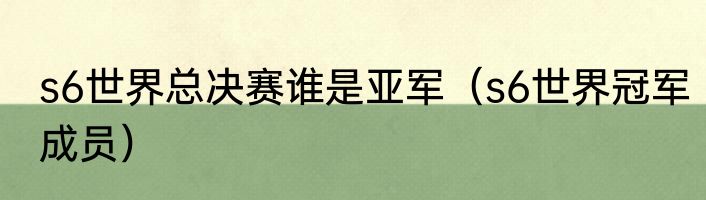 s6世界总决赛谁是亚军（s6世界冠军成员）