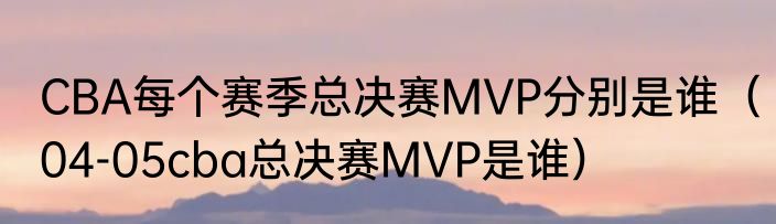 CBA每个赛季总决赛MVP分别是谁（04-05cba总决赛MVP是谁）