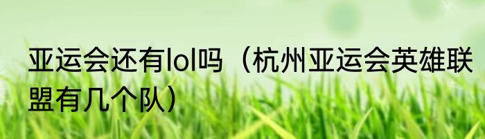 亚运会还有lol吗（杭州亚运会英雄联盟有几个队）