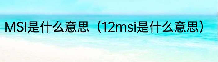 MSI是什么意思（12msi是什么意思）