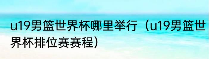 u19男篮世界杯哪里举行（u19男篮世界杯排位赛赛程）