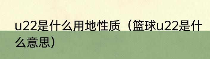 u22是什么用地性质（篮球u22是什么意思）