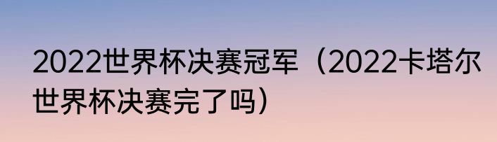 2022世界杯决赛冠军（2022卡塔尔世界杯决赛完了吗）