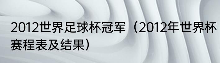 2012世界足球杯冠军（2012年世界杯赛程表及结果）