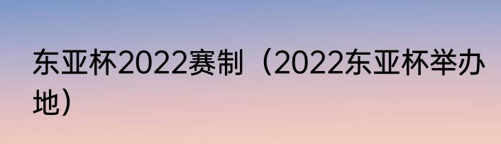东亚杯2022赛制（2022东亚杯举办地）