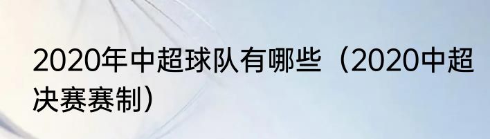 2020年中超球队有哪些（2020中超决赛赛制）