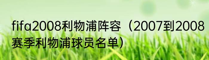 fifa2008利物浦阵容（2007到2008赛季利物浦球员名单）