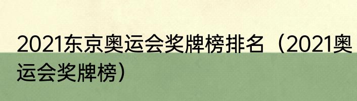 2021东京奥运会奖牌榜排名（2021奥运会奖牌榜）