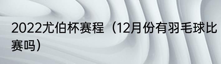 2022尤伯杯赛程（12月份有羽毛球比赛吗）