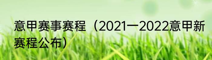 意甲赛事赛程（2021一2022意甲新赛程公布）