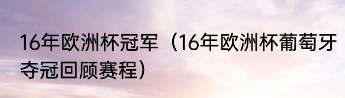 16年欧洲杯冠军（16年欧洲杯葡萄牙夺冠回顾赛程）