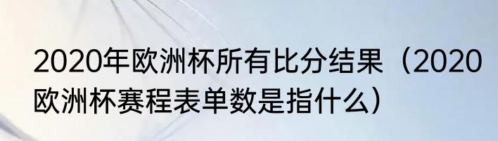 2020年欧洲杯所有比分结果（2020欧洲杯赛程表单数是指什么）